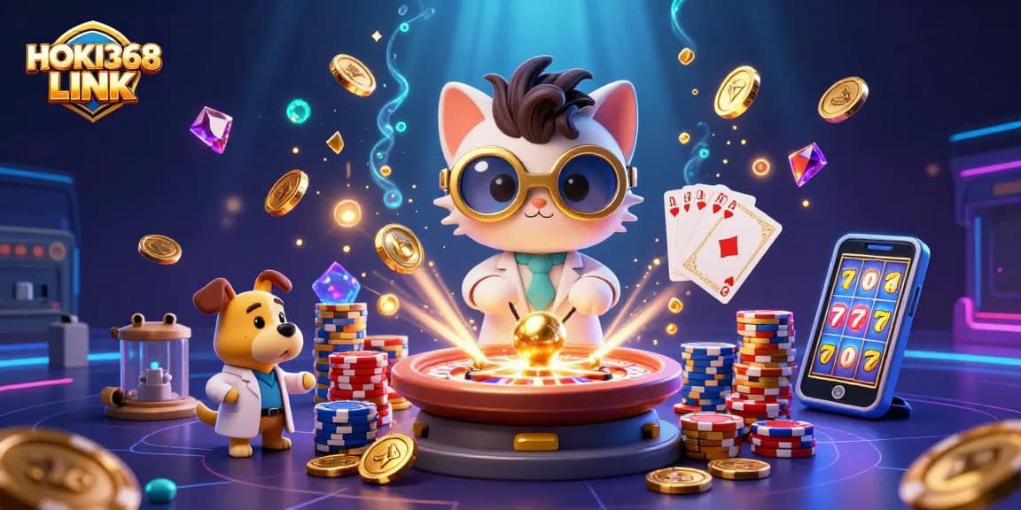 Engage with HOKI368 LINK, spinning the roulette wheel and collecting cascading coins in an exciting online gaming experience.