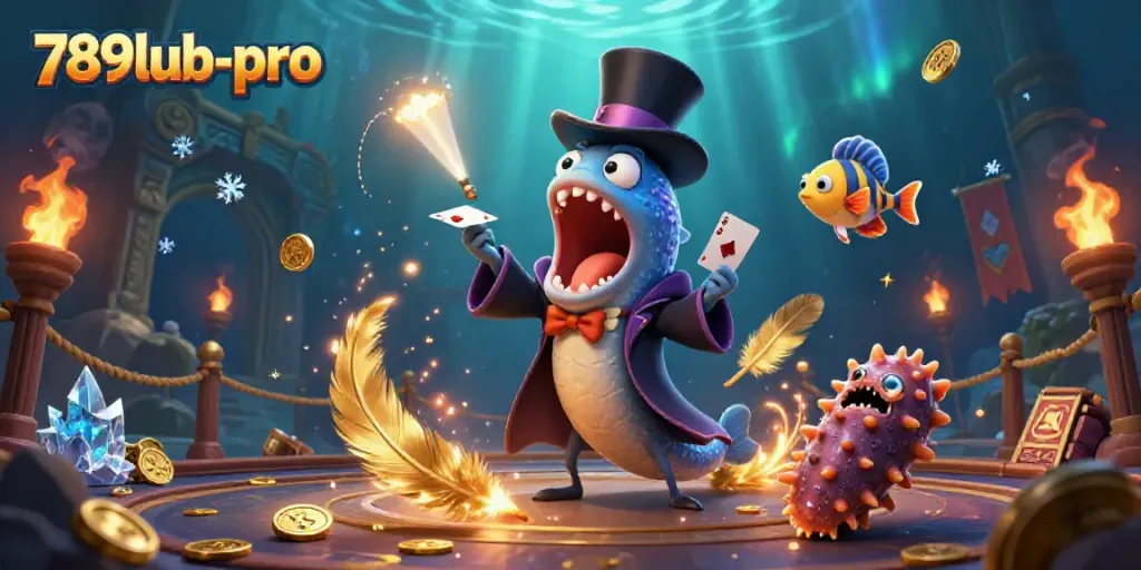 Engage with magical card tricks by the 789lub-pro deep-sea casino characters in a dazzling underwater arena.