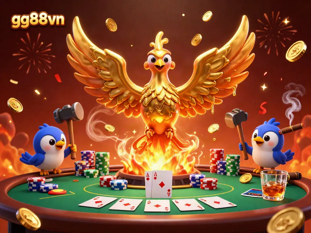 Experience winning moments at gg88vn with a lavish scene of gold and poker excitement.