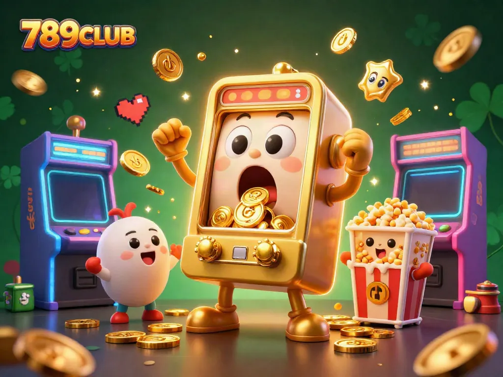 Win big with 789CLUB as golden slot machines cheer during a jackpot celebration.