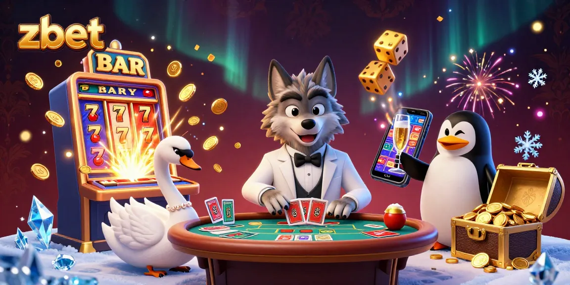 Engage in fun at zbet's vibrant casino scene with exciting characters and dynamic game elements.
