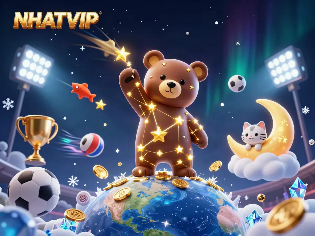 Experience thrilling gaming entertainment with NHATVIP's vibrant casino elements and characters.