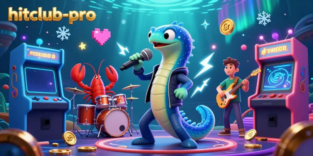 Experience hitclub-pro’s thrilling underwater casino stage with vibrant characters and glowing game elements.
