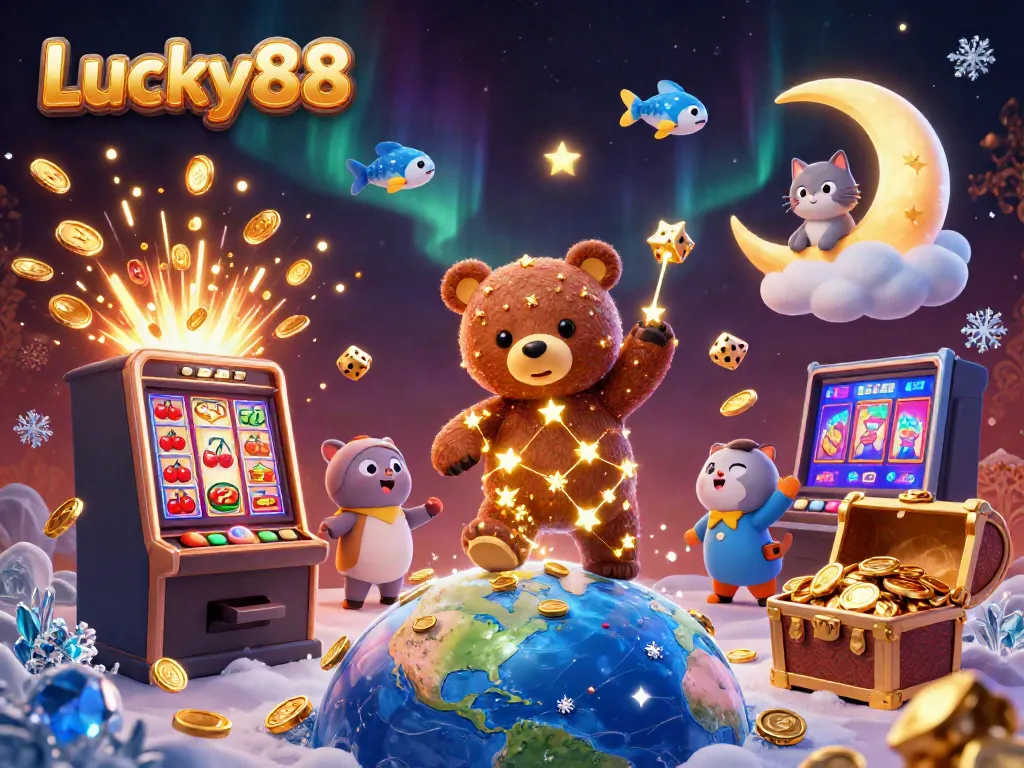 Experience a thrilling jackpot explosion with Lucky88 amidst vibrant casino elements.
