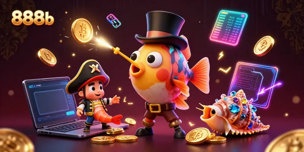 Experience the thrill of 888b with captivating deep-sea characters and shimmering digital elements