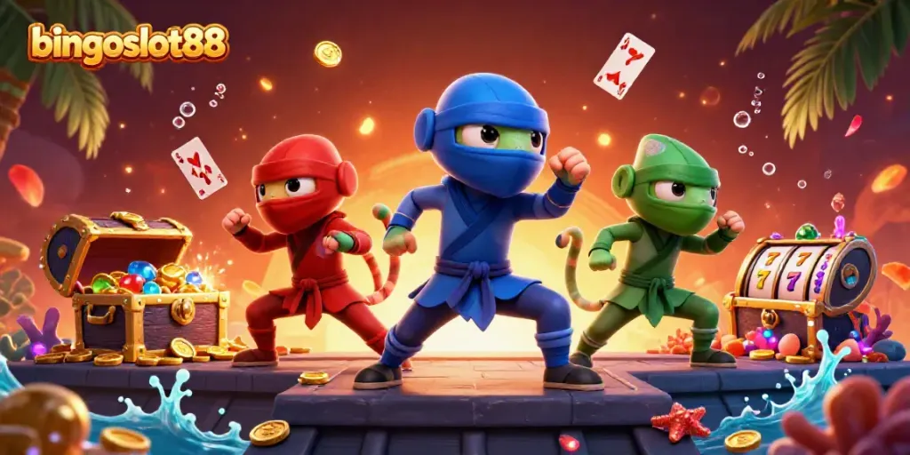 Menangkan jackpot dengan bingoslot88, menikmati suasana kasino yang mengasyikkan dalam ilustrasi 3D.