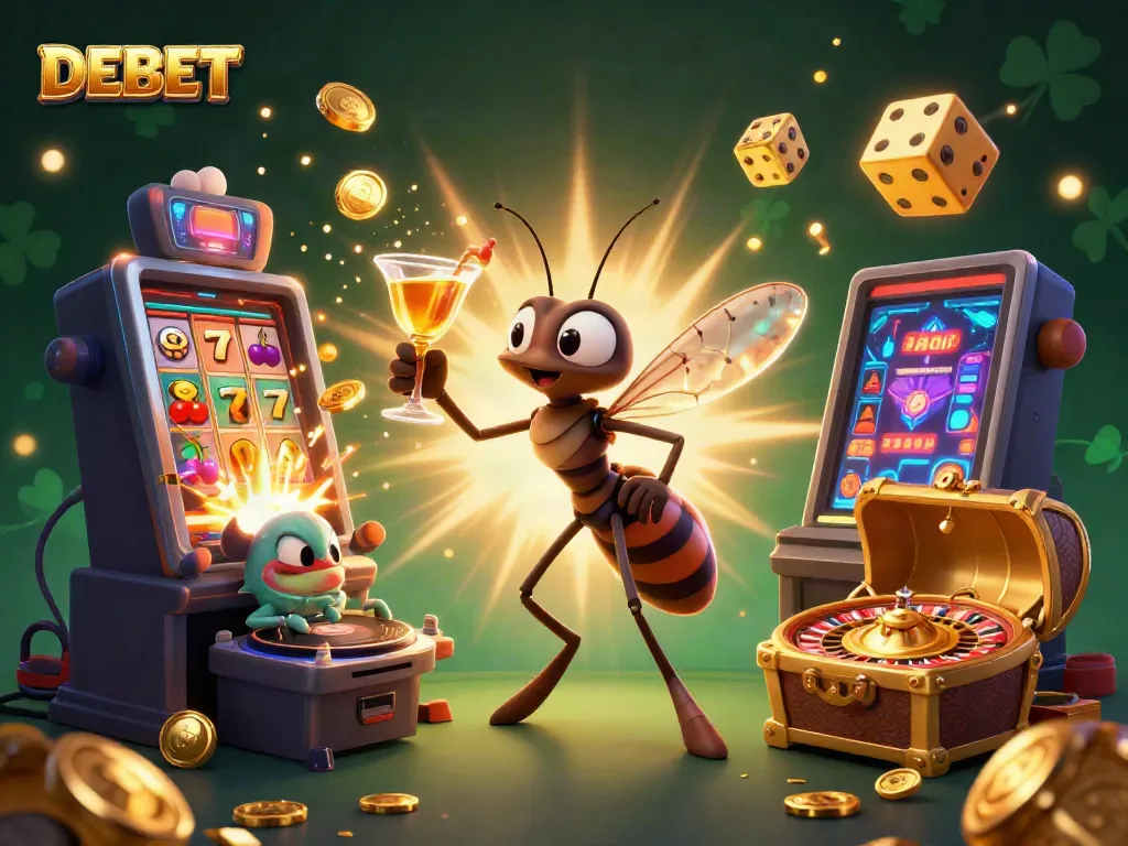 Experience the thrill at DEBET with lively casino characters and dynamic gaming elements