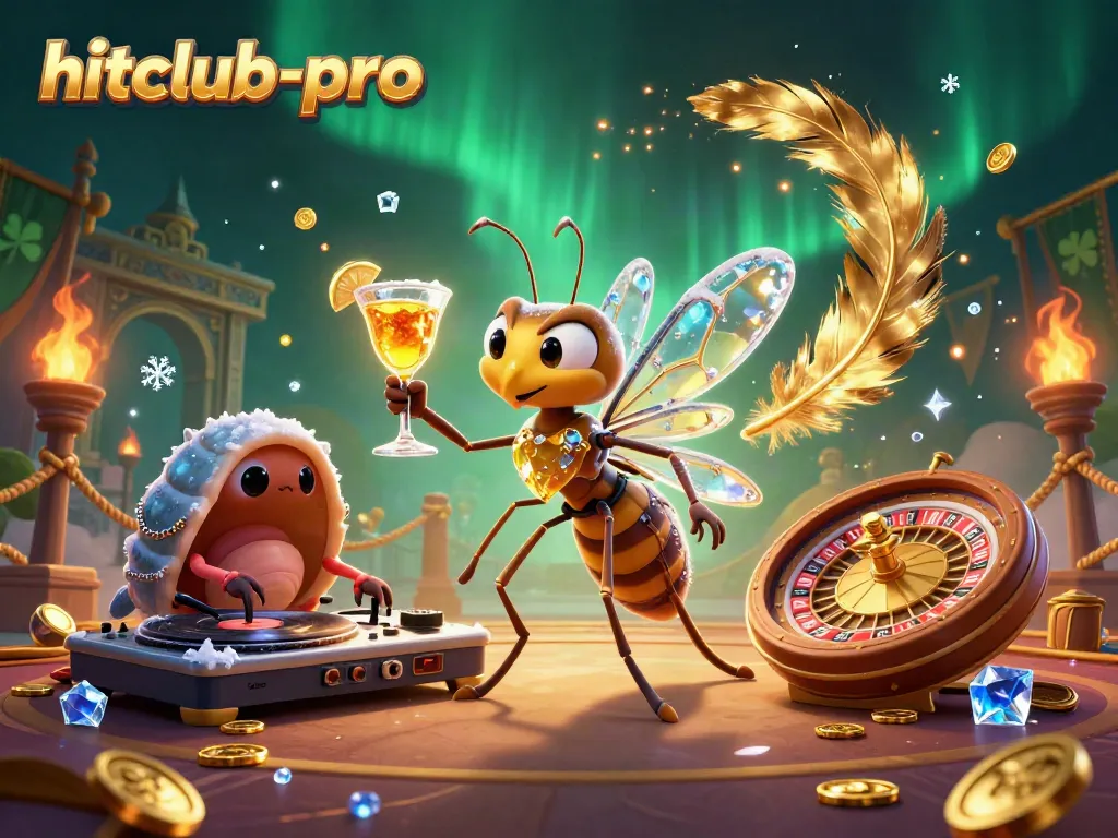 Experience winning moments at hitclub-pro with a lively casino illustration featuring unique elements.