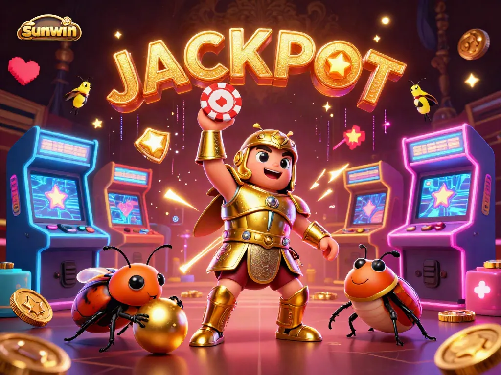 Experience thrilling wins with sunwin as cartoon beetles and fireflies celebrate the jackpot!