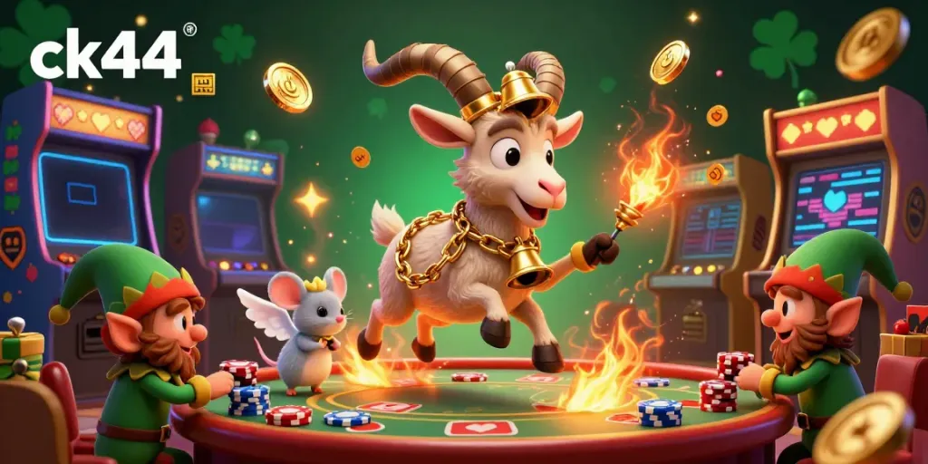 Experience thrilling gameplay on ck44 with a lively scene featuring characters from a casino-themed adventure.