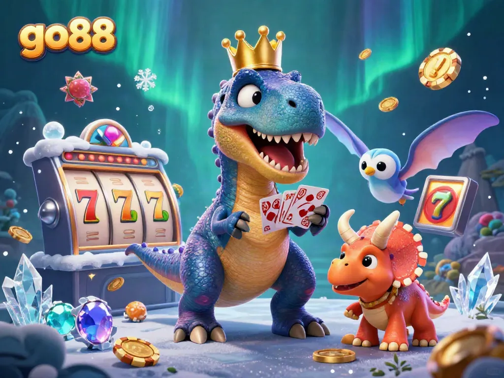 Engage with go88 at a vibrant online casino scene with playful characters and dynamic game elements.